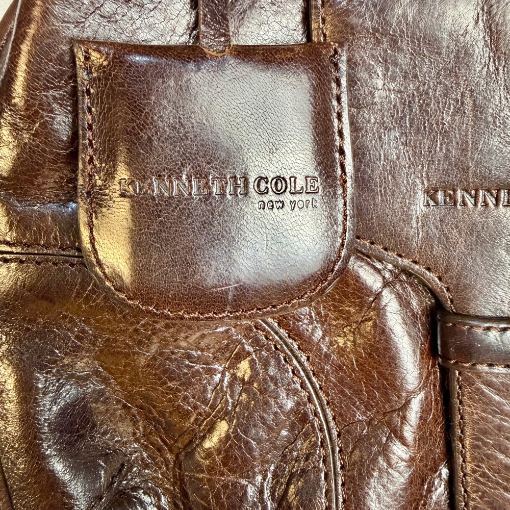 Kenneth Cole Dark Brown Leather Shoulder Bag - Picture 3 of 5